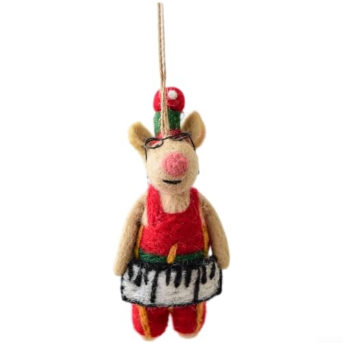 Handgefertigte Weihnachtsschmuck aus natürlichem Wollfilz mit Urlaubsmotiven und leichter Konstruktion für den Baum (Brillenelch) von JoyousMall