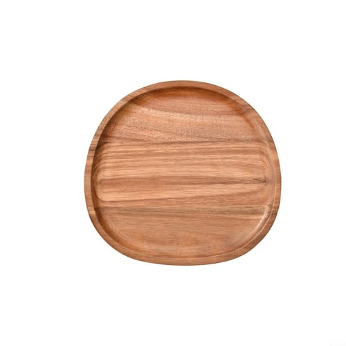 Holz-Serviertablett mit Kanten, unregelmäßiger, ovaler Essteller aus Holz, Serviertablett für Obstplatte, Käsebrett, Dessertschale, Snackplatte (21 x 20,5 cm) von JoyousMall