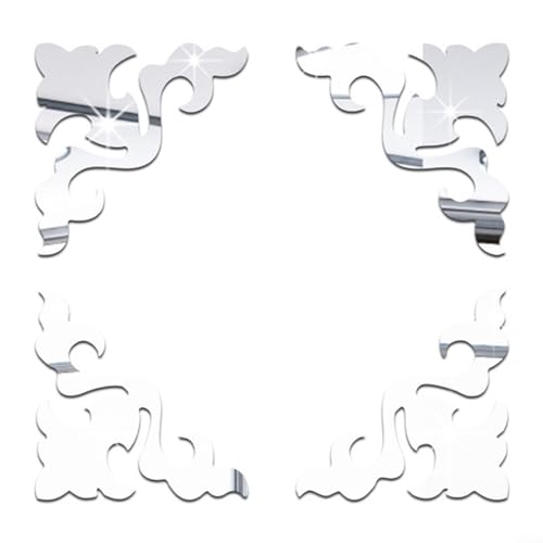 Innovative DIY Acryl Spiegel Aufkleber 4 Stück mit einzigartigen geometrischen Formen (Silber) von JoyousMall