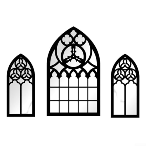 JoyousMall Dekorativer Spiegel aus Acryl und Holz im aufwendigen Gothic-Design zur Verschönerung der Räume (MZ486 B) von JoyousMall