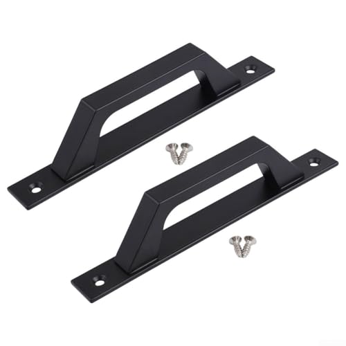 JoyousMall Scheunentür-Ziehgriffe, strapazierfähig, schwarze Legierung, Schiebetür-Hardware für Tor, Garage, Schrank, Lagerschuppen, Gebäude, 200 x 25 x 42 mm (schwarz) von JoyousMall