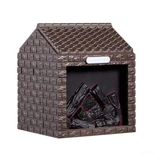 Kamin-Luftbefeuchter Flammendiffusor, Holzkohle-Feuerhaus-Luftbefeuchter mit 200 ml Tank, LED-Nachtlicht, leiser Aromatherapie-Diffusor für Schlafzimmer (braun) von JoyousMall