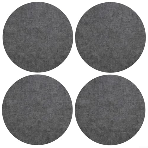 Kunstleder-Tischsets, 33 cm, runde Form, 4 Stück, wasserdicht für den täglichen Gebrauch (dunkelgrau) von JoyousMall