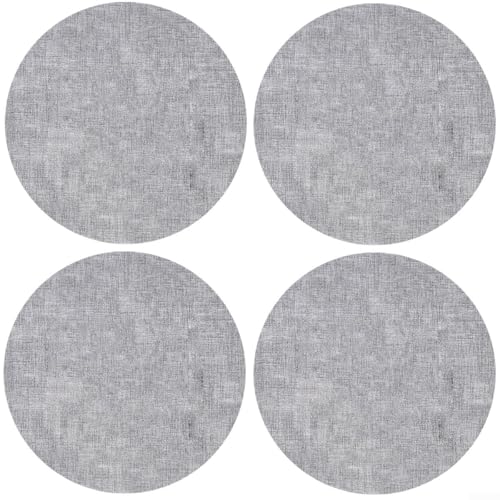 Kunstleder-Tischsets, 33 cm, runde Form, 4 Stück, wasserdicht für den täglichen Gebrauch (grau) von JoyousMall