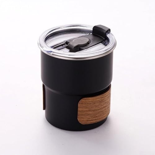 Leichte 300 ml Edelstahl-Kaffeetasse mit bequemer Holzhülle für einfache Handhabung (schwarz) von JoyousMall
