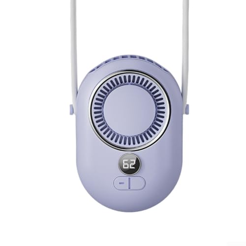Leichter tragbarer Ventilator, freihändig, tragbarer Taillen- und Halsventilator mit LED-Display, 3 einstellbare Geschwindigkeiten, 2000–4000 mAh Akku für langanhaltende Kühlung (lila 2000 mAh) von JoyousMall