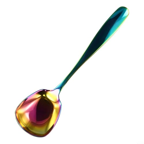 Löffel mit quadratischem Kopf aus Edelstahl, ideal für Suppe, Reis und mehr (bunt) von JoyousMall