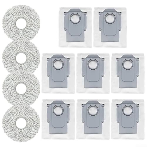 Mikrofaser-Wischtuch-Staubbeutel Ersatz für QV 35A / QR 798 / QR 598 Roboter-Staubsauger-Teil Zubehör, 4 Wischmopp-Pas + 8 Staubbeutel von JoyousMall