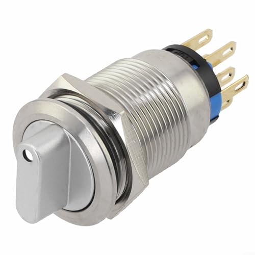 Momentaner Dreh-Druckknopfschalter, 19 mm, 3 Positionen, 2NO2NC, 36 V, Nennspannung, IP66, IK09, Schutz, Edelstahl, für Marine und Industrie, Weiß Momentaner Dreh-Druckknopfschalter, 19 mm, 3 Positionen, 2NO2NC, 36 V, Nennspannung, IP66, IK09, Schutz, Edelstahl, für Marine und Industrie, Weiß von JoyousMall