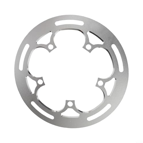 Montain Bike Kettenblattschutz, Aluminiumlegierung, Einzel-Kettenblattschutz, kratzfest, für BCD 130 mm Fahrräder, unterstützt 50T, 51T, 52T, 53T und 54T (Silber) von JoyousMall