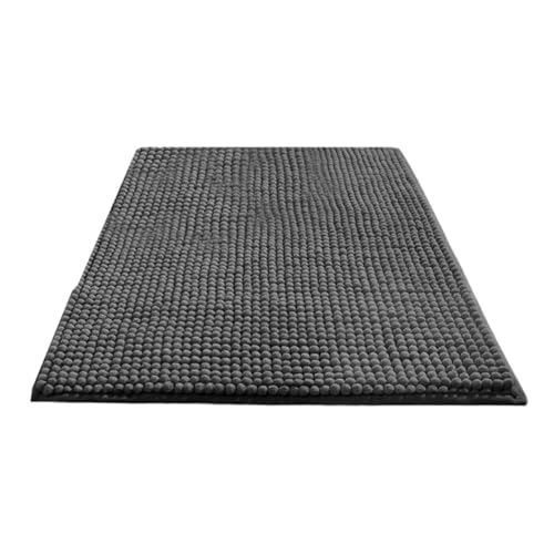 Plüsch-Chenille-Badematte, Plüsch-Mikrofaser-Badematte mit rutschfester Unterseite, dichter Chenille-Badezimmerteppich, wasserabsorbierende Bodenmatten, 50 x 80 cm (dunkelgrau) von JoyousMall