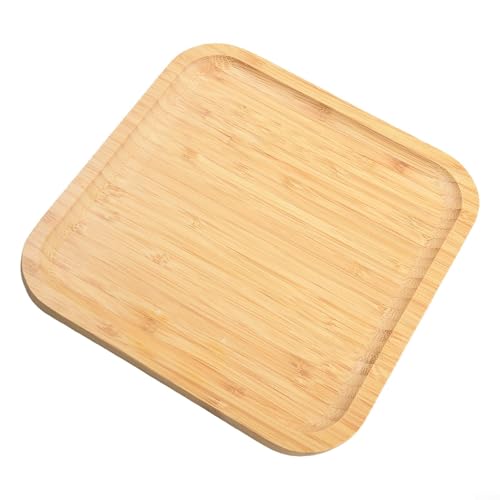Quadratisches Serviertablett aus Holz, leichtes Küchengeschirr, Platte mit gebogenen Kanten, für Dinnerpartys, Teebar, Hochzeiten, Picknicks, 20 x 20 cm (20 x 20 x 1,5 cm) von JoyousMall