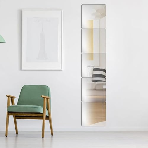 Reflektierende Acryl-Wandspiegelfliesen, 4 Stück, flexible Kunststoffplatten für einzigartiges Wohndesign (30 x 30 cm) von JoyousMall