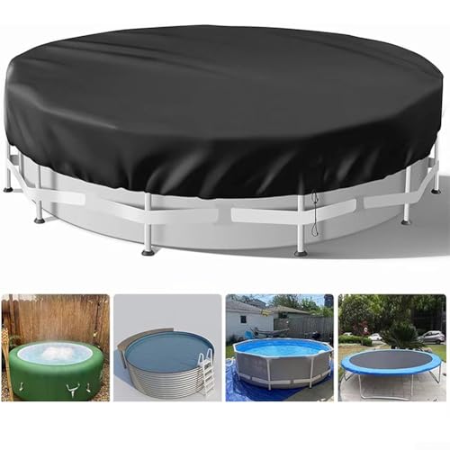 Runde Schwimmbadabdeckung, strapazierfähig, winddicht, Solar-Poolabdeckung, 420D, wasserdicht, staubdicht, mit Kordelzug und Bodennägeln (4,3 m) von JoyousMall