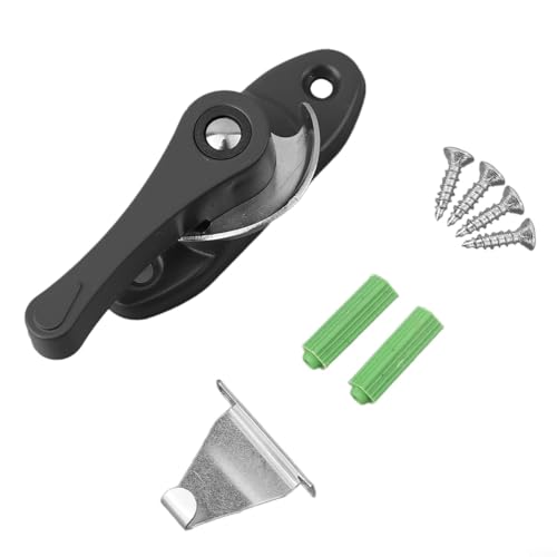 Schiebetür-Sicherheitslösung Halbmondschloss mit Haken aus stabilem Material (schwarz) von JoyousMall