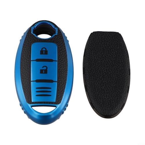 Schutzhülle für Nissan Autoschlüssel mit weichem TPU-Ledermaterial für Qashqai J11 J10, Leaf, Micra, Trail T32, Versa, geprägte Tasten und präzise Aussparungen (Stil 4 blau) von JoyousMall