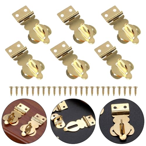Set mit 6 massiven Vorhängeschlösser-Schnallen aus Messing mit Schrauben für Holzkisten-Verriegelung, Vintage-Design, Verschlüsse für Schmuck und Werkzeug-Aufbewahrungsboxen Set mit 6 massiven Vorhängeschlösser-Schnallen aus Messing mit Schrauben für Holzkisten-Verriegelung, Vintage-Design, Verschlüsse für Schmuck und Werkzeug-Aufbewahrungsboxen von JoyousMall