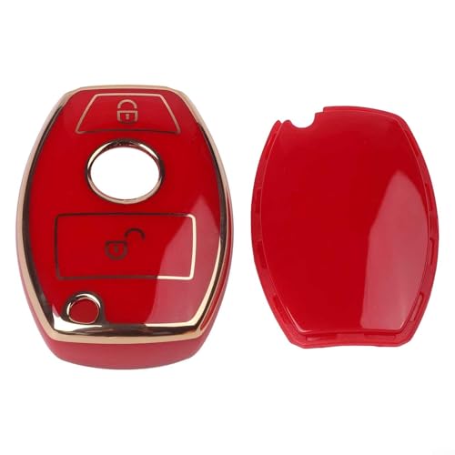 Weiche TPU-Autoschlüssel-Hülle, kompatibel mit Mercedes für Benz 2-Tasten-Schlüssel für GLK für GLA W176 Serie (rot) von JoyousMall