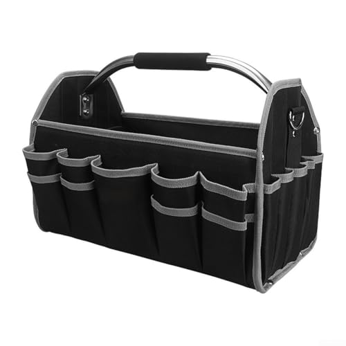 Werkzeugtasche mit großem Fassungsvermögen, 41 x 22 x 27 cm, 1680D wasserdichte Werkzeug-Aufbewahrungstasche mit mehreren Fächern, oben offen und verstellbarem Schultergurt von JoyousMall