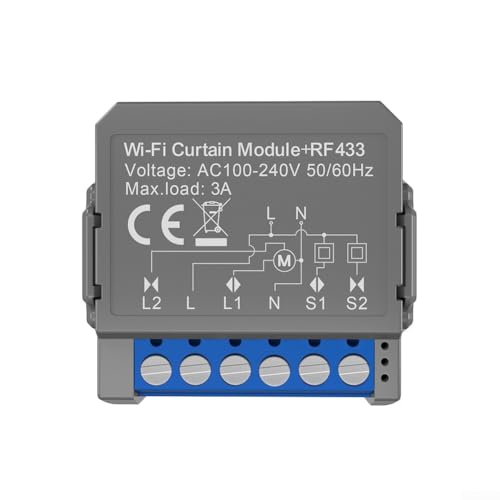 WiFi Vorhang Schalter Modul, Mini Smart Rollladenschalter Relais Breaker Modul mit Fernbedienung Mobile App und Sprachsteuerung für Vorhänge Jalousien WiFi Vorhang Schalter Modul, Mini Smart Rollladenschalter Relais Breaker Modul mit Fernbedienung Mobile App und Sprachsteuerung für Vorhänge Jalousien von JoyousMall