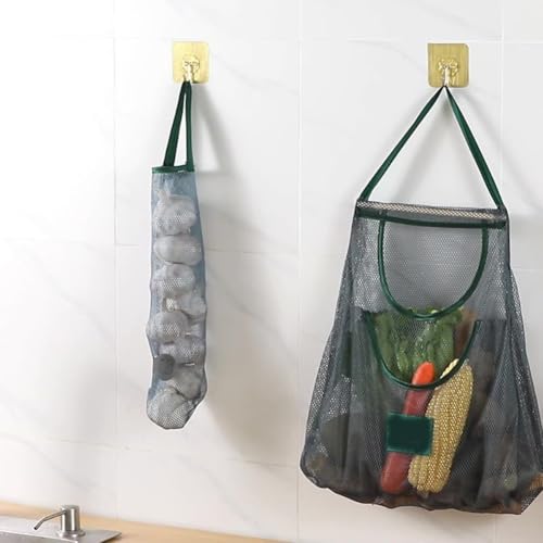 Wiederverwendbare Netz-Aufbewahrungsbeutel für die Küche zum Aufhängen von Obst und Gemüse mit hohlem Design (lange Klauseln) von JoyousMall