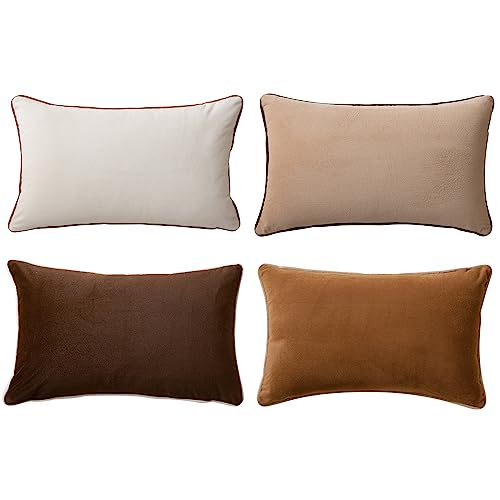 Joyouth Dekorative Wurf Kissenbezüge Set von 4,Weiche Doppelseitige Samt Moderne Kissenbezug Kissenbezüge für Home Sofa Schlafzimmer Dekor,30x50 cm,Braun/Beige von Joyouth