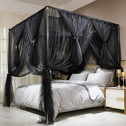 Joyreap Bettvorhang mit 4 Ecken, luxuriös, gemütliches Netz, Elegante Schlafzimmer-Dekoration, Zubehör für Erwachsene (150 cm B x 198 cm L, Full/Queen) von Joyreap