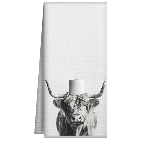 Dekoratives Handtuch, Motiv: Highland Cow, für Badezimmer, Küche, Bauernhaus, Westernkuh, 40,6 x 61 cm, lustiges Handtuch, Geschenke für Damen und Herren Dekoratives Handtuch, Motiv: Highland Cow, für Badezimmer, Küche, Bauernhaus, Westernkuh, 40,6 x 61 cm, lustiges Handtuch, Geschenke für Damen und Herren von Joyriza