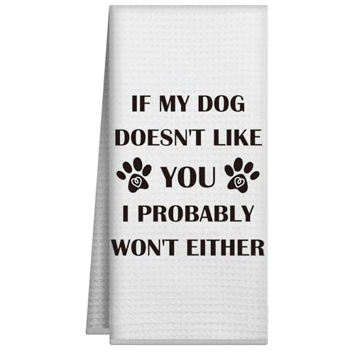 Joyriza Geschirrtücher mit Aufschrift "Dog Mom Gifts for Women Dogs Lovers", 40,6 x 61 cm, Waffeltuch, lustiges Küchen-Geschirrtuch mit Sprüchen, Einweihungsdekoration für neues Zuhause, Badezimmer Joyriza Geschirrtücher mit Aufschrift "Dog Mom Gifts for Women Dogs Lovers", 40,6 x 61 cm, Waffeltuch, lustiges Küchen-Geschirrtuch mit Sprüchen, Einweihungsdekoration für neues Zuhause, Badezimmer von Joyriza
