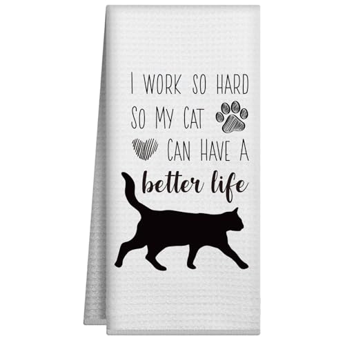 Joyriza Katzen-Lady-Geschenke für Frauen, Katzenliebhaber, dekorative Handtücher, Geschirrtücher, lustiges Küchen-Geschirrtuch mit Sprüchen – "I Work So Hard So My Cat Can Have A Better Life", 40,6 x Joyriza Katzen-Lady-Geschenke für Frauen, Katzenliebhaber, dekorative Handtücher, Geschirrtücher, lustiges Küchen-Geschirrtuch mit Sprüchen – "I Work So Hard So My Cat Can Have A Better Life", 40,6 x von Joyriza