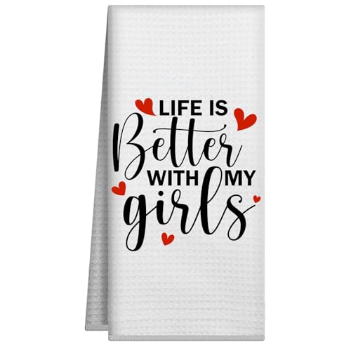 Joyriza Küchentücher mit Aufschrift "Life is Better with My Girls", lustige dekorative Geschirrtücher, Geschenke für Mutter, Oma, Großmutter, 40,6 x 61 cm Joyriza Küchentücher mit Aufschrift "Life is Better with My Girls", lustige dekorative Geschirrtücher, Geschenke für Mutter, Oma, Großmutter, 40,6 x 61 cm von Joyriza