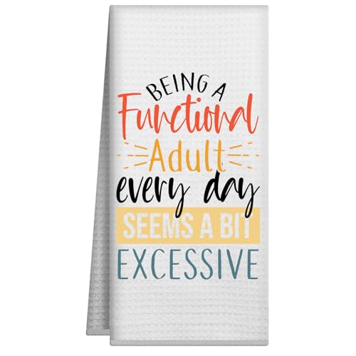 Joyriza Lustige Küchentücher, 40,6 x 61 cm, Geschirrtuch für Zuhause, Badezimmer, sarkastische, humorvolle Geschenke für Damen und Herren, Handtuch mit Spruch: "Being A Functional Adult Every Day Joyriza Lustige Küchentücher, 40,6 x 61 cm, Geschirrtuch für Zuhause, Badezimmer, sarkastische, humorvolle Geschenke für Damen und Herren, Handtuch mit Spruch: "Being A Functional Adult Every Day von Joyriza