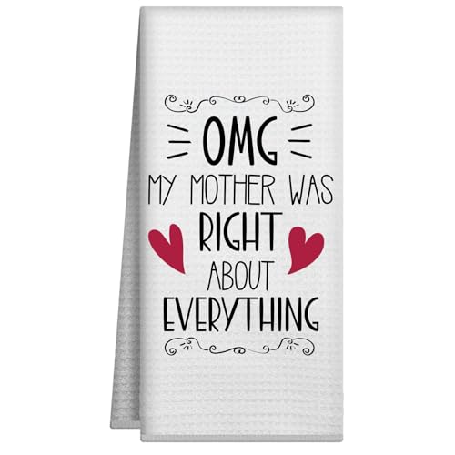 Joyriza OMG My Mother was Right About Everything Küchentücher, Geschirrtuch, Bauernhaus-Küchentuch mit lustigen Sprüchen, Geschenk für Mutter, 40,6 x 61 cm Joyriza OMG My Mother was Right About Everything Küchentücher, Geschirrtuch, Bauernhaus-Küchentuch mit lustigen Sprüchen, Geschenk für Mutter, 40,6 x 61 cm von Joyriza