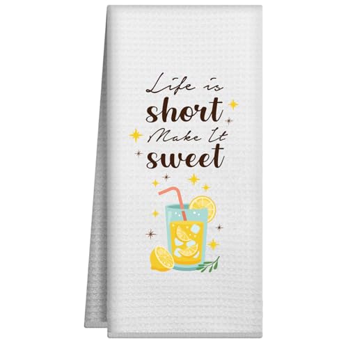 Joyriza Zitronen-Küchentücher, Zitronen-Küchendekoration - Life is Short Make It Sweet Geschirrtücher Handtuch für Küche Badezimmer, inspirierende Geschenke für Frauen und Freunde, 40,6 x 61 cm Joyriza Zitronen-Küchentücher, Zitronen-Küchendekoration - Life is Short Make It Sweet Geschirrtücher Handtuch für Küche Badezimmer, inspirierende Geschenke für Frauen und Freunde, 40,6 x 61 cm von Joyriza