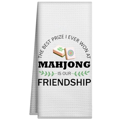 Mahjong Geschirrtücher für Frauen, Mahjong dekoratives Waffel-Küchentuch für Freunde, Freundschaftshandtücher für Küche, Badezimmer, 40,6 x 61 cm Mahjong Geschirrtücher für Frauen, Mahjong dekoratives Waffel-Küchentuch für Freunde, Freundschaftshandtücher für Küche, Badezimmer, 40,6 x 61 cm von Joyriza
