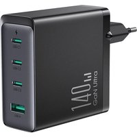 GaN Ultra 140W Schnellladegerät 3 x USB-C / USB-A JR-TCG05EU - Schwarz + USB-C 240W 1,2m Kabel von Joyroom
