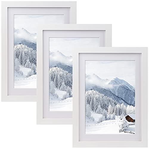 3er Set Bilderrahmen DIN A4 21x30 cm mit Passepartout,MDF Holz-Rahmen mit bruchsicherem Acrylglas,Rahmenbreite 2 cm,Vintage Retro Ideal für Collage Portraits & Urkunden von Joyshare