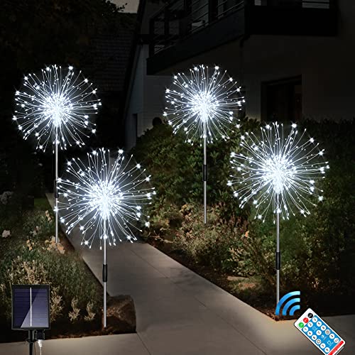 Joysing Gartendeko Solar Gartenleuchte Außen, 4 x 120 LED Solar Feuerwerk Lichter mit Fernbedienung, 8 Modi Gartenstecker Solar Lichter Wasserdicht Solarlampen für Garten Terrasse Deko kaltweiß Joysing Gartendeko Solar Gartenleuchte Außen, 4 x 120 LED Solar Feuerwerk Lichter mit Fernbedienung, 8 Modi Gartenstecker Solar Lichter Wasserdicht Solarlampen für Garten Terrasse Deko kaltweiß von Joysing