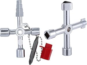 2 Stück 4 Wege Multifunktionsschlüssel, Schaltschrankschlüssel UniversalschlüSsel 4 Wege Multifunktionale Utilities Schlüssel Universalschlüssel Wasserhahn Schlüssel DreikantschlüSsel BauschlüSsel von Joysuelly