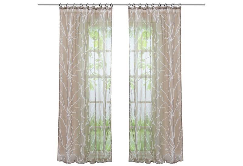 Joyswahl Gardine (1 St), Kräuselband, transparent, Voile mit Äste Muste, Sand von Joyswahl