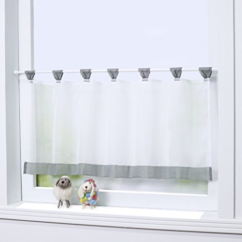 Joyswahl Bistrogardine Voile Schlaufen Scheibengardine Mia Küchen Transparenter Vorhang HxB 45x90cm Grau 1er Pack von Joyswahl