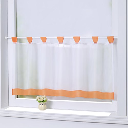 Joyswahl Bistrogardine Voile Schlaufen Scheibengardine Mia Küchen Transparenter Vorhang HxB 45x90cm Orange 1er Pack von Joyswahl