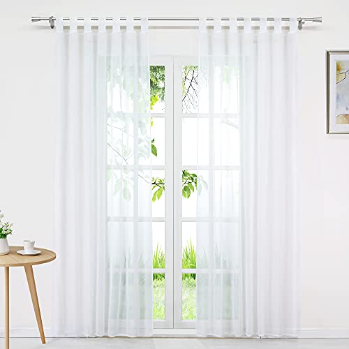 Joyswahl Dolly Gardine in Leinen-Optik transparenter Vorhang »Enna« Unifarbiges Schals Wohnzimmer Fensterschal BxH 140x245cm Weiß mit Schlaufen 1 Stück von Joyswahl