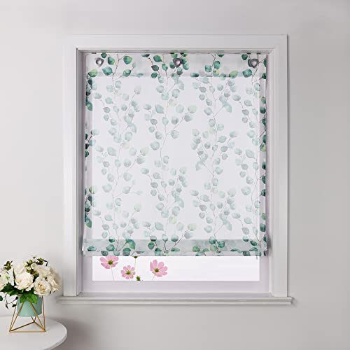 Joyswahl Dolly Raffrollo Grüne Blätter Ösenrollo mit Hakenaufhängung ohne Bohren »Rabia« Schals Fenster Vorhänge BxH 80x140cm Grün 1 Stück von Joyswahl