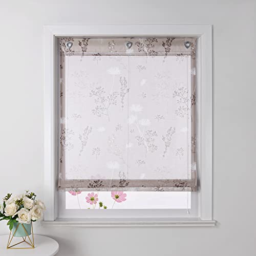 Joyswahl Dolly Raffrollo Löwenzahnmuster Ösenrollo mit Hakenaufhängung ohne Bohren »Icey« Schals Fenster Vorhänge BxH 80x140cm Sandfarbe 1 Stück von Joyswahl