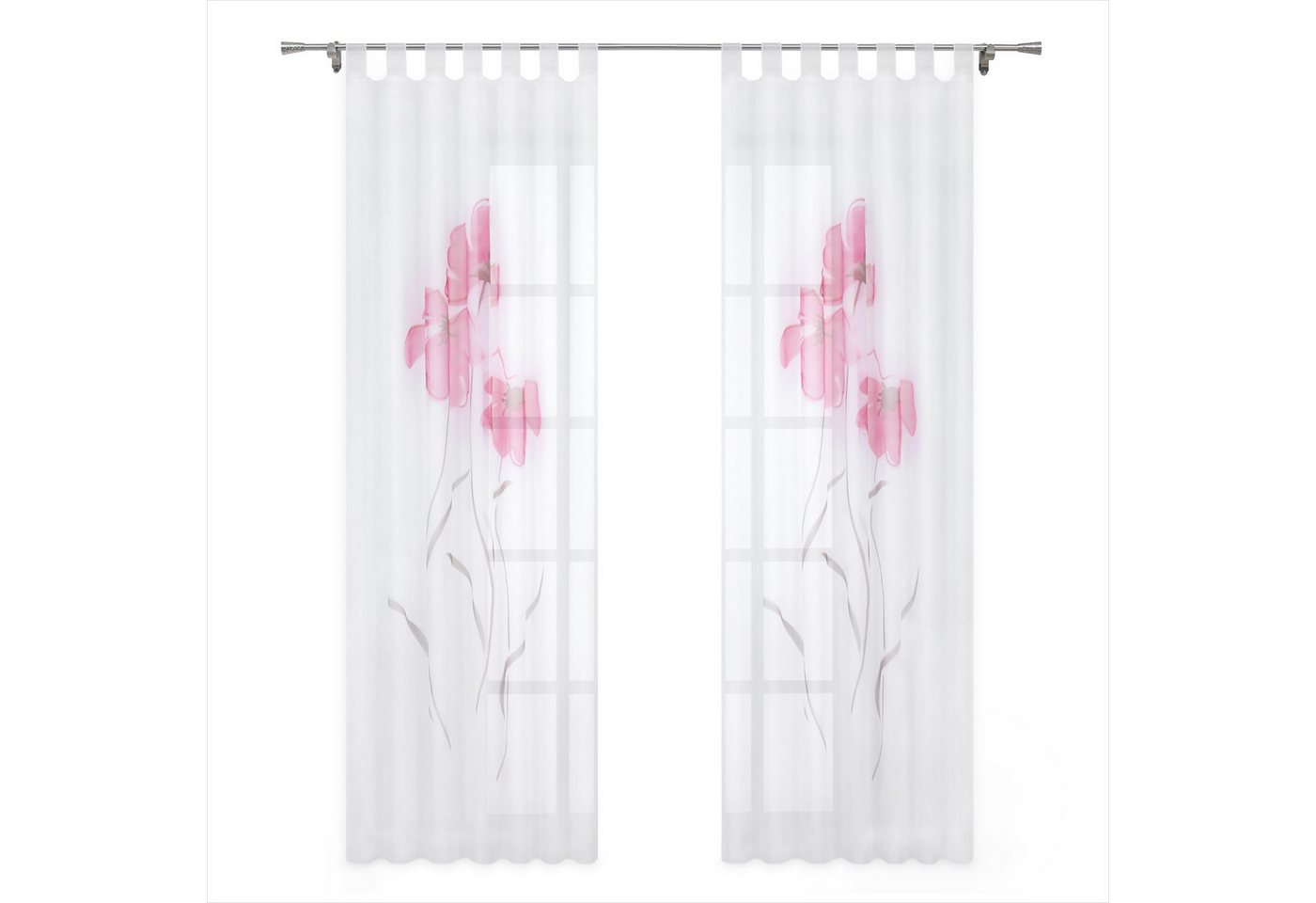 Joyswahl Gardine, Schlaufen (1 St), transparent, Vorhänge Voile Fensterschal Modern Blumen Muster von Joyswahl