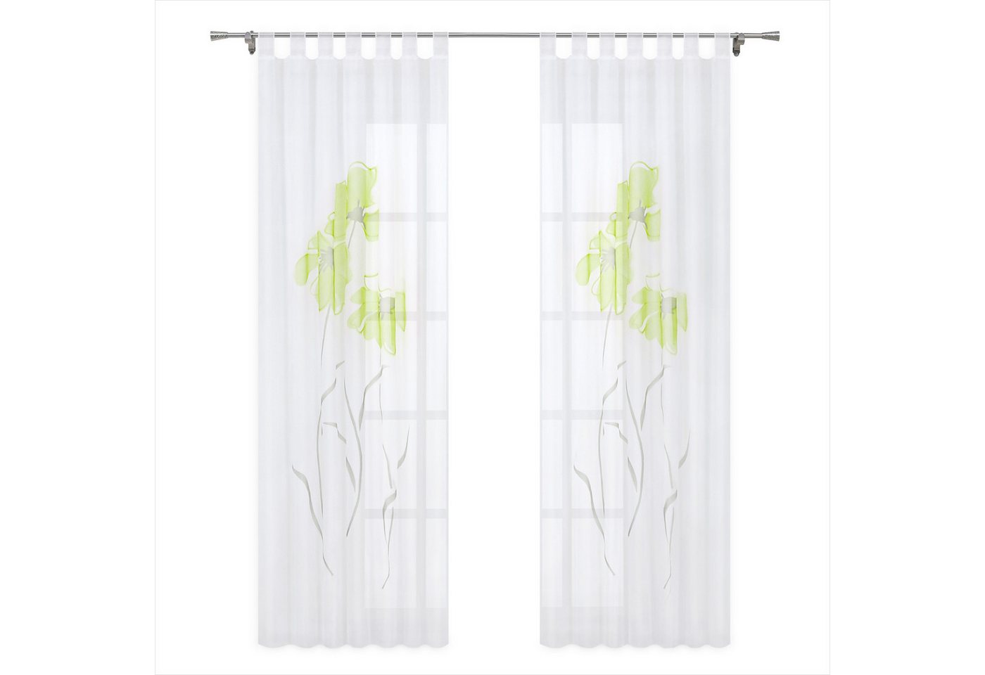 Joyswahl Gardine, Schlaufen (1 St), transparent, Vorhänge Voile Fensterschal Modern Blumen Muster von Joyswahl