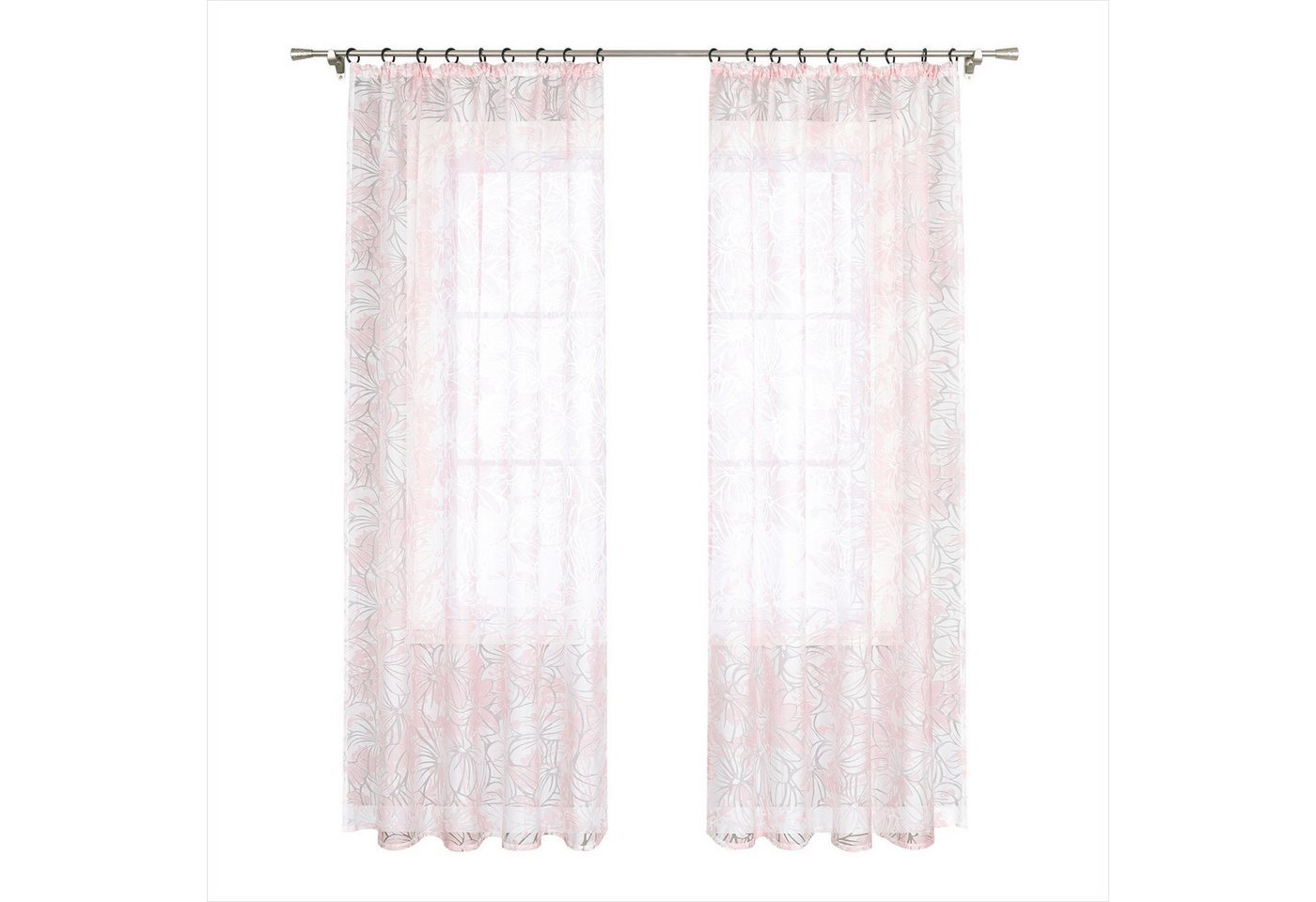 Joyswahl Gardine (1 St), Kräuselband, transparent, Volie Ausbrenner, Voile Ausbrenne Gardinenschals mit Floral Muster Wohnzimmer von Joyswahl