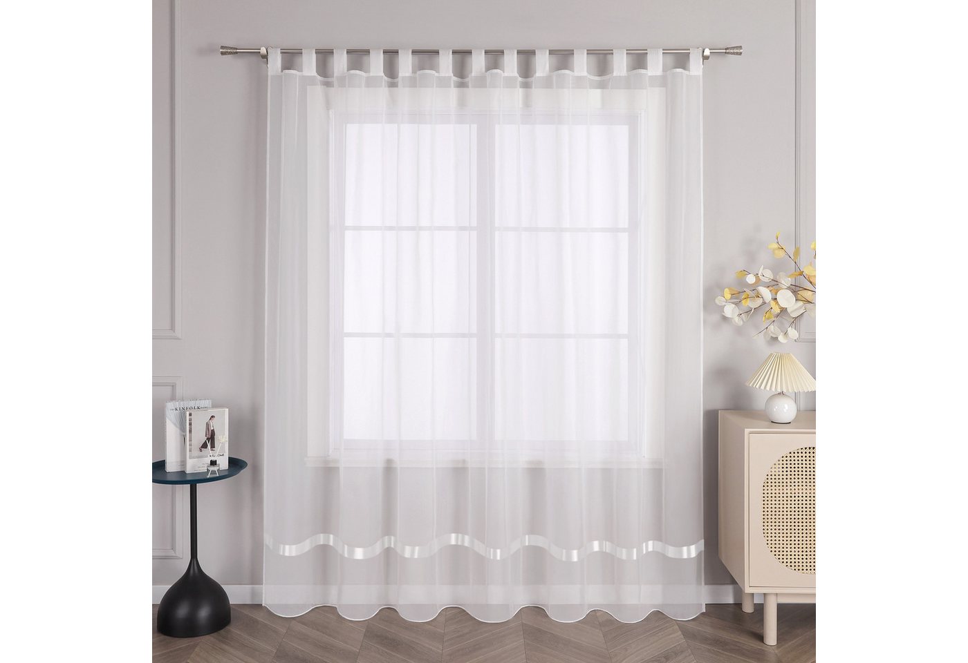Joyswahl Gardine Maja (1 St), Schlaufen, transparent, Voile, mit Satinband, Schals Fenster von Joyswahl