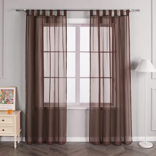 Joyswahl Gardine Uni Voile Vorhang mit Schlaufen »Julia« Dekoschal Fenster Schal BxH 140x145cm Braun 1er Pack von Joyswahl